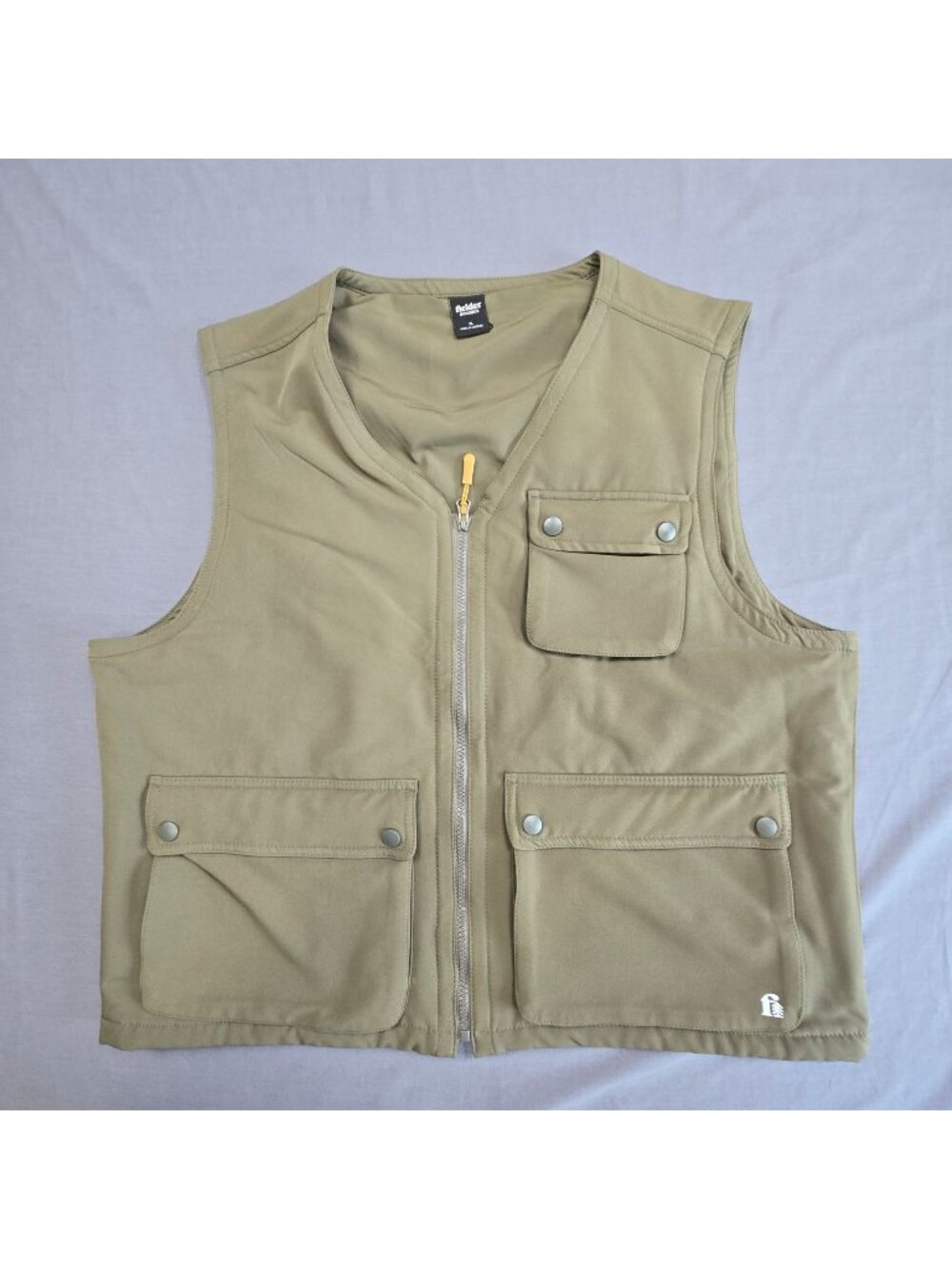 Fielder Bonobos XL Mens Utility Cargo Vest Olive Green Zipper Pocket Lightweight